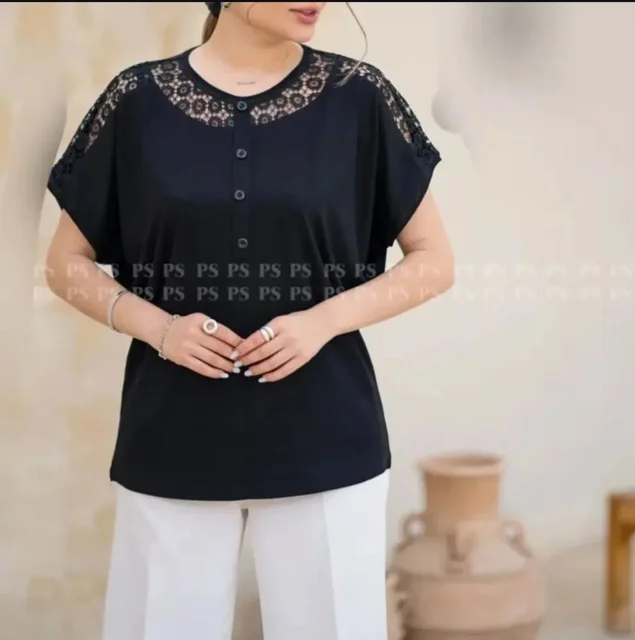 کیمونوی زنانه دریا مشکی رنگ آستین کوتاه فری سایز با پارچه بسیار نرم و لطیف
